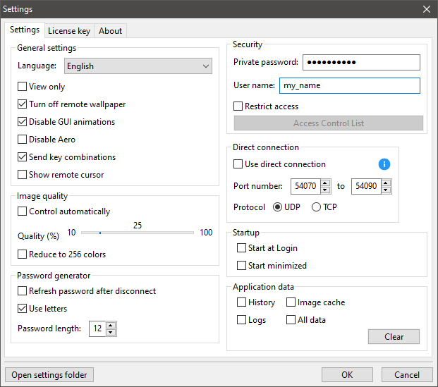 Settings DesktopAssist